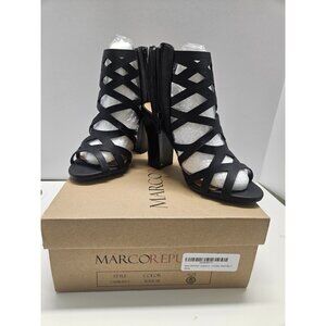 Marco Republic Black Lattice Cage Zipper Block‎ Heel Bootie Sandals Women Size 5